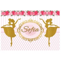 BALLERINA BALLET DANCE PINK GOLD PERSONALISED BIRTHDAY PARTY SUPPLIES BANNER BACKDROP DECORATION