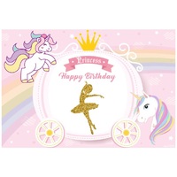 BALLERINA BALLET DANCE PINK GOLD PERSONALISED BIRTHDAY PARTY BANNER BACKDROP