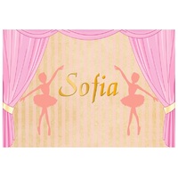 BALLERINA BALLET DANCE PINK CURTAINS PERSONALISED BIRTHDAY PARTY BANNER BACKDROP