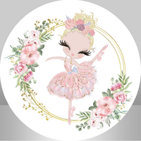 BALLERINA BALLET DANCING FLOWERS PARTY SUPPLIES ROUND BIRTHDAY PERSONALISED BANNER BACKDROP DECORATION