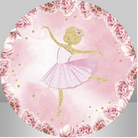 BALLERINA BALLET DANCER GLITTER ROSES PARTY SUPPLIES ROUND BIRTHDAY PERSONALISED BANNER BACKDROP DECORATION