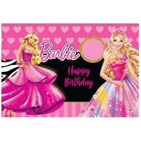 BARBIE PINK PERSONALISED BIRTHDAY PARTY SUPPLIES BANNER BACKDROP DECORATION