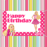 BARBIE RAINBOW PERSONALISED BIRTHDAY PARTY SUPPLIES BANNER BACKDROP DECORATION