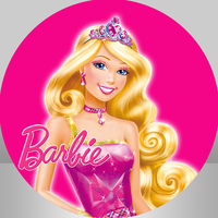 BARBIE PARTY SUPPLIES ROUND BIRTHDAY PERSONALISED BANNER BACKDROP DECORATION