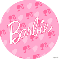 BARBIE PINK SPARKLE PARTY SUPPLIES ROUND BIRTHDAY PERSONALISED BANNER BACKDROP DECORATION