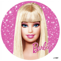 BARBIE STRAIGHT HAIR PINK PARTY SUPPLIES ROUND BIRTHDAY PERSONALISED BANNER BACKDROP DECORATION