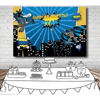 BATMAN BLUE PERSONALISED BIRTHDAY PARTY SUPPLIES BANNER BACKDROP DECORATION