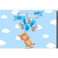 TEDDY BEAR BALLOONS PERSONALISED BABY SHOWER PARTY SUPPLIES BANNER BACKDROP DECORATION