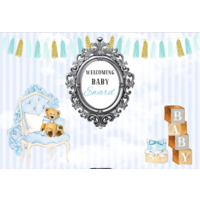 TEDDY BEAR PERSONALISED BABY SHOWER PARTY SUPPLIES BANNER BACKDROP DECORATION