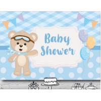 TEDDY BEAR CUTE POLKA DOT PERSONALISED BABY SHOWER PARTY SUPPLIES BANNER BACKDROP DECORATION