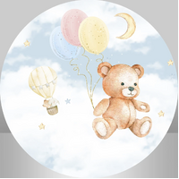 CARE BEAR HOT AIR BALLOON MOON STARS SKY CLOUDS PARTY SUPPLIES ROUND BIRTHDAY PERSONALISED BANNER BACKDROP DECORATION