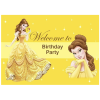 BEAUTY AND THE BEAST BELLE PERSONALISED BIRTHDAY PARTY SUPPLIES BANNER BACKDROP DECORATION