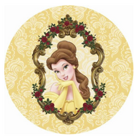 BEAUTY BEAST BELLE MIRROR FLORAL ROSES PARTY SUPPLIES ROUND BIRTHDAY PERSONALISED BANNER BACKDROP DECORATION