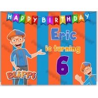 BLIPPI EDUCATION PERSONALISED BIRTHDAY PARTY SUPPLIES BANNER BACKDROP DECORATION