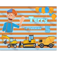 BLIPPI TEACH TRUCK PERSONALISED BIRTHDAY PARTY SUPPLIES BANNER BACKDROP DECORATION