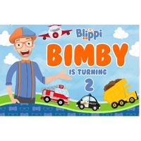 BLIPPI FIRE TRUCK PERSONALISED BIRTHDAY PARTY SUPPLIES BANNER BACKDROP DECORATION