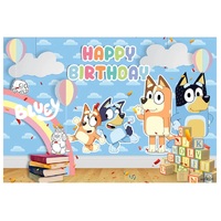 BLUEY BLUE HEELER PUPPY RAINBOW PERSONALISED BIRTHDAY PARTY SUPPLIES BANNER BACKDROP DECORATION