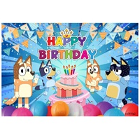 BLUEY BLUE HEELER PUPPY CAKE PERSONALISED BIRTHDAY PARTY SUPPLIES BANNER BACKDROP DECORATION