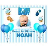 BOSS BABY SUIT THEODORE PERSONALISED BIRTHDAY PARTY BANNER BACKDROP BACKGROUND