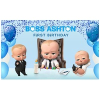 BOSS BABY CEO THEODORE PERSONALISED BIRTHDAY PARTY SUPPLIES BANNER BACKDROP DECORATION