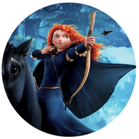 DISNEY BRAVE PRINCESS MERIDA ARCHER HORSE BLUE FOREST PARTY SUPPLIES ROUND BIRTHDAY PERSONALISED BANNER BACKDROP DECORATION