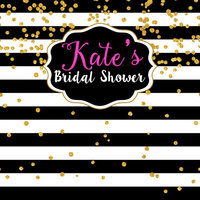 WEDDING BRIDAL SHOWER HENS GOLD BLACK WHITE PERSONALISED PARTY SUPPLIES BANNER BACKDROP DECORATION