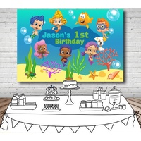 BUBBLE GUPPIES PERSONALISED BIRTHDAY PARTY BANNER BACKDROP BACKGROUND