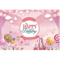 CANDY LOLLIES BALLOONS PERSONALISED BIRTHDAY PARTY SUPPLIES BANNER BACKDROP DECORATION