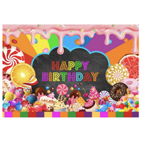 CANDY DONUTS ICE CREAM CAKE PERSONALISED BIRTHDAY PARTY SUPPLIES BANNER BACKDROP DECORATION
