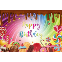 CANDY LOLLIES SUGAR PERSONALISED BIRTHDAY PARTY BANNER BACKDROP BACKGROUND
