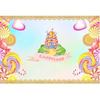CANDY CANDYLAND LOLLIES PERSONALISED BIRTHDAY PARTY SUPPLIES BANNER BACKDROP DECORATION