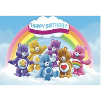 CARE BEARS RAINBOW PERSONALISED BIRTHDAY PARTY BANNER BACKDROP BACKGROUND