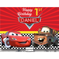 DISNEY CARS PERSONALISED BIRTHDAY PARTY BANNER BACKDROP BACKGROUND