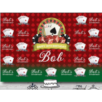 CASINO POKER GAMBLING CARDS RED PERSONALISED PARTY BANNER BACKDROP BACKGROUND
