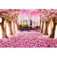 PINK PRINCESS FANTASY FOREST CASTLE PERSONALISED BIRTHDAY PARTY SUPPLIES BANNER BACKDROP DECORATION