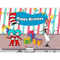 DR SEUSS' THE CAT IN THE HAT PERSONALISED BIRTHDAY PARTY SUPPLIES BANNER BACKDROP DECORATION