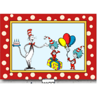 DR SEUSS' THE CAT IN THE HAT PERSONALISED BIRTHDAY PARTY BANNER BACKDROP BACKGROUND