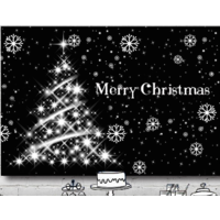 MERRY CHRISTMAS BLACK WHITE SNOW PERSONALISED PARTY BANNER BACKDROP BACKGROUND
