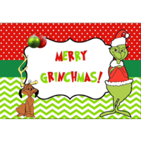 MERRY CHRISTMAS GRINCH DR SEUSS GREEN RED PERSONALISED PARTY SUPPLIES BANNER BACKDROP DECORATION