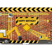 CONSTRUCTION TRUCKS PERSONALISED BIRTHDAY PARTY SUPPLIES BANNER BACKDROP DECORATION