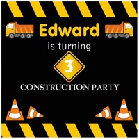 CONSTRUCTION TRUCKS PERSONALISED BIRTHDAY PARTY BANNER BACKDROP BACKGROUND