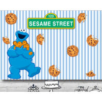 COOKIE MONSTER SESAME STREET PERSONALISED BIRTHDAY PARTY BANNER BACKDROP BACKGROUND
