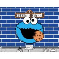 SESAME STREET COOKIE MONSTER PERSONALISED BIRTHDAY PARTY SUPPLIES BANNER BACKDROP DECORATION