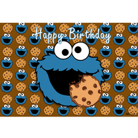 COOKIE MONSTER NOM NOM PERSONALISED BIRTHDAY PARTY SUPPLIES BANNER BACKDROP DECORATION