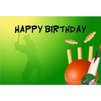 CRICKET BAT BALL STUMPS PERSONALISED BIRTHDAY PARTY SUPPLIES BANNER BACKDROP DECORATION