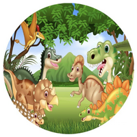 BABY DINOSAURS JUNGLE SAFARI STEGOSAURS T-REX PARTY SUPPLIES ROUND BIRTHDAY PERSONALISED BANNER BACKDROP DECORATION