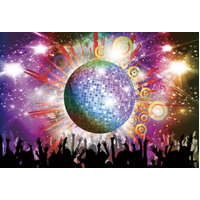 MUSIC FESTIVAL DISCO BALL STARS MUSICAL GLOW PERSONALISED BIRTHDAY PARTY SUPPLIES BANNER BACKDROP DECORATION