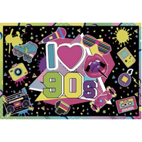 DISCO LOVE 90'S GAMEBOY BOOMBOX TAMAGOTCHI PERSONALISED BIRTHDAY PARTY SUPPLIES BANNER BACKDROP DECORATION