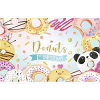 DONUT SPRINKLES PERSONALISED 1ST BIRTHDAY PARTY SUPPLIES BANNER BACKDROP DECORATION