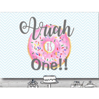 FIRST 1ST BIRTHDAY PINK DONUT PERSONALISED PARTY BANNER BACKDROP BACKGROUND
